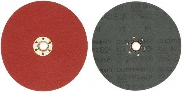 3M - 7" Diam 5/8-11 Threaded Hole 80 Grit Fiber Disc - Medium Grade, Ceramic, 8,600 Max RPM, Series 987C - USA Tool & Supply