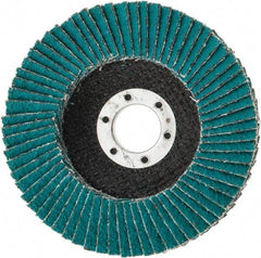 3M - 36 Grit, 4-1/2" Disc Diam, 7/8" Center Hole, Type 27 Zirconia Alumina Flap Disc - 13,300 Max RPM, Cloth Backing, Arbor Attaching System, Coated - USA Tool & Supply