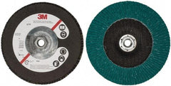 3M - 40 Grit, 7" Disc Diam, 5/8-11 Center Hole, Type 27 Zirconia Alumina Flap Disc - 8,600 Max RPM, Cloth Backing, Arbor Attaching System, Coated - USA Tool & Supply