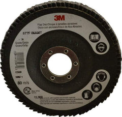 3M - 36 Grit, 4-1/2" Disc Diam, 7/8" Center Hole, Type 27 Zirconia Alumina Flap Disc - 13,300 Max RPM, Cloth Backing, Arbor Attaching System, Coated - USA Tool & Supply