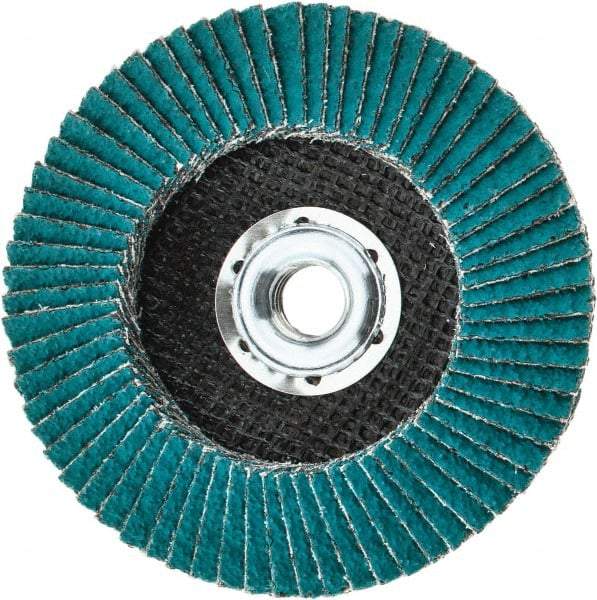 3M - 36 Grit, 4-1/2" Disc Diam, 5/8-11 Center Hole, Type 29 Zirconia Alumina Flap Disc - 13,300 Max RPM, Cloth Backing, Arbor Attaching System, Coated - USA Tool & Supply