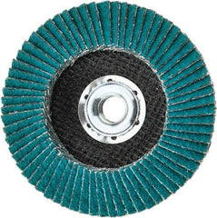 3M - 36 Grit, 4-1/2" Disc Diam, 5/8-11 Center Hole, Type 29 Zirconia Alumina Flap Disc - 13,300 Max RPM, Cloth Backing, Arbor Attaching System, Coated - USA Tool & Supply