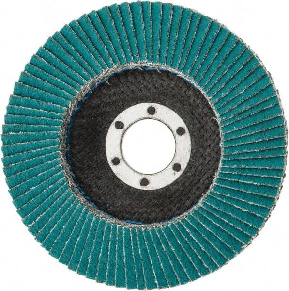 3M - 60 Grit, 4-1/2" Disc Diam, 7/8" Center Hole, Type 29 Zirconia Alumina Flap Disc - 13,300 Max RPM, Cloth Backing, Arbor Attaching System, Coated - USA Tool & Supply