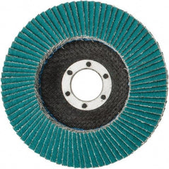 3M - 60 Grit, 4-1/2" Disc Diam, 7/8" Center Hole, Type 29 Zirconia Alumina Flap Disc - 13,300 Max RPM, Cloth Backing, Arbor Attaching System, Coated - USA Tool & Supply