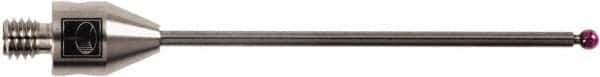 Renishaw - 0.08 Inch Ball Diameter, Carbide Stem, M4 Thread, Ruby Point Ball Tip CMM Stylus - 1.58 Inch Working Length, 0.06 Inch Stem Diameter, 1.97 Inch Overall Length - USA Tool & Supply