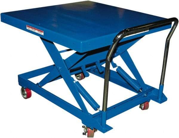 Vestil - 500 Lb Capacity Manual Scissor Elevating Cart - 14" to 34" Lift Height, 42" Platform Length x 42" Platform Width - USA Tool & Supply