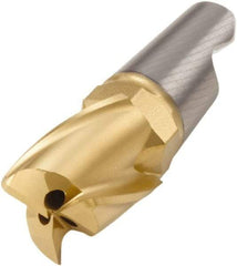 Seco - MM16 M06 Grade F40M Carbide End Milling Tip Insert - TiAlN/TiN Finish, 3 Flutes, 0.787" Cutting Diam, 0.59" Depth of Cut, 0.793" Extension, 0.039" Cnr Rad, 30° Helix - USA Tool & Supply