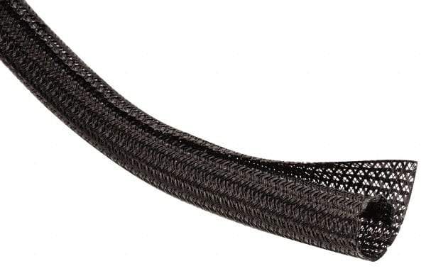 Techflex - Black Braided Cable Sleeve - 150' Coil Length, -103 to 257°F - USA Tool & Supply