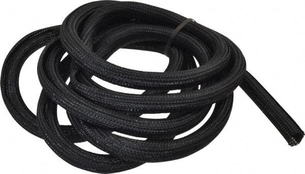 Techflex - Black Braided Cable Sleeve - 10' Coil Length, -103 to 257°F - USA Tool & Supply