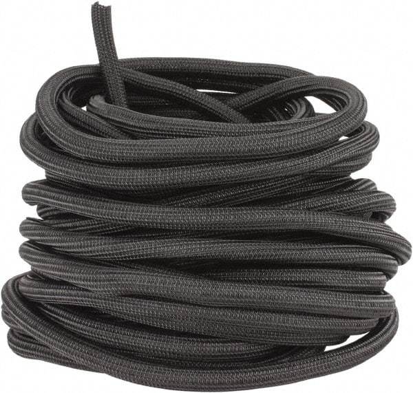 Techflex - Black Braided Cable Sleeve - 75' Coil Length, -103 to 257°F - USA Tool & Supply