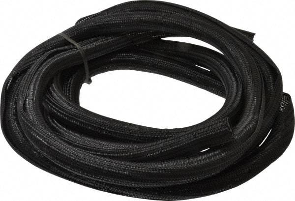 Techflex - Black Braided Cable Sleeve - 10' Coil Length, -103 to 257°F - USA Tool & Supply