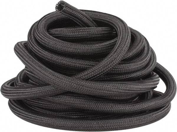 Techflex - Black Braided Cable Sleeve - 50' Coil Length, -103 to 257°F - USA Tool & Supply