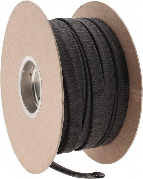 Techflex - Black Braided Expandable Cable Sleeve - 250' Coil Length, -103 to 257°F - USA Tool & Supply