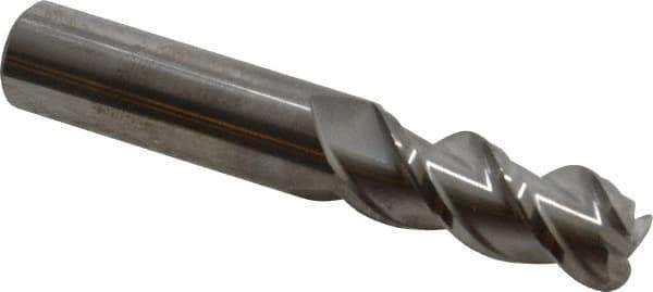 Value Collection - 1/2", 3 Flute, Single End, Solid Carbide, 0.12" Corner Radius End Mill - 3" OAL, 45° Helix, Right Hand Flute, 1-1/4" LOC, Right Hand Cut - USA Tool & Supply