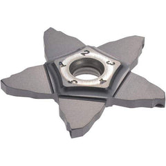 Iscar - PENTA C IC908 Grade, 0.0906" Cutting Width, Carbide Cutoff Insert - Neutral Lead Angle, 0.008" Cnr Rad, TiAlN Coated, Other End - USA Tool & Supply
