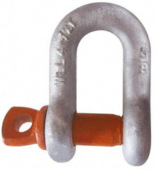 CM - 1/4" Nominal Chain Size, 0.75 Ton Carbon Steel Screw Chain Shackle - 13/32" Diam, 9/32" Pin Diam, 15/32" Wide Inside Jaw, 15/32" Inside Width - USA Tool & Supply