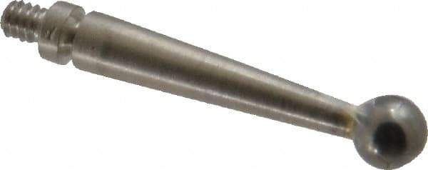Mitutoyo - 3mm Ball Diam, Steel, Ball Test Indicator Contact Point - 0.74" Contact Point Length, Use with Mitutoyo 513 Series Dial Test Indicators - USA Tool & Supply
