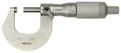 Mitutoyo - 0 to 25mm Range, 0.001mm Graduation, Mechanical Outside Micrometer - Ratchet Stop Thimble, Accurate to 0.0001" - USA Tool & Supply