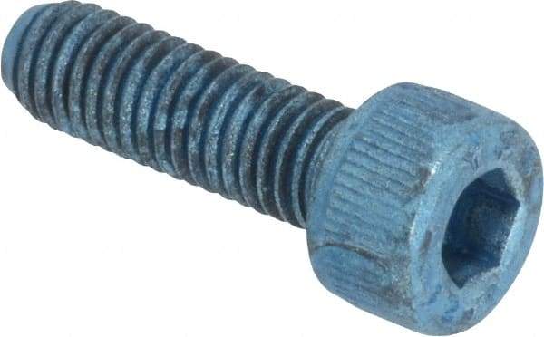 Metric Blue - M5x0.80 Metric Coarse Hex Socket Drive, Socket Cap Screw - Grade 12.9 Alloy Steel, Metric Blue Finish, Fully Threaded, 16mm Length Under Head - USA Tool & Supply