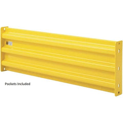 Steel King - 8' Long x 14" High, Yellow Steel Straight Heavy Duty Guard Rail - 3 Rails Accommodated, 2-1/2" Deep, 84 Lb - USA Tool & Supply
