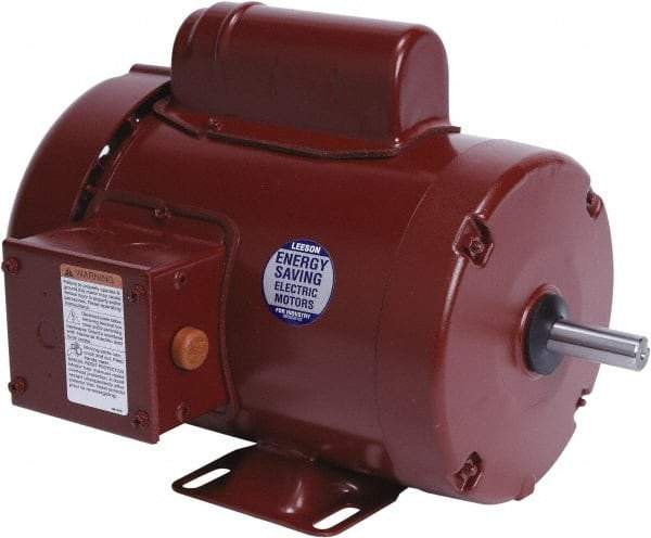 Leeson - 1 Max hp, 1,800 Max RPM, Electric AC DC Motor - 115/208-230 V Input, Single Phase, 56 Frame, 5/8" Shaft Diam, Rigid Base Mount, TEFC Enclosure - USA Tool & Supply