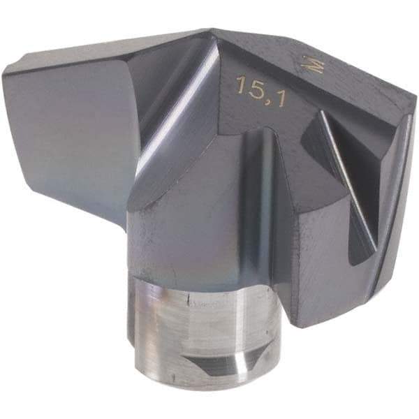 Iscar - Series ICM, 0.594" Diam Grade IC908 140° Replaceable Drill Tip - Carbide, TiAlN Finish, 15 Seat Size, Through Coolant - USA Tool & Supply