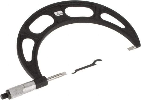 Starrett - 6" to 7" Mechanical Satin Chrome Coated Blade Micrometer - 0.001" Graduation, 0.76mm Blade Thickness, Speeder Thimble - USA Tool & Supply