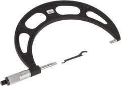 Starrett - 6" to 7" Mechanical Satin Chrome Coated Blade Micrometer - 0.001" Graduation, 0.76mm Blade Thickness, Speeder Thimble - USA Tool & Supply