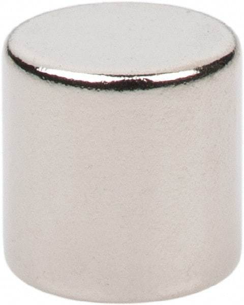 Mag-Mate - 1/4" Diam x 1/4" High Neodymium Rare Earth Magnet - 1.8 Lb Max Capacity, 200°F Max, Nickel Plated - USA Tool & Supply