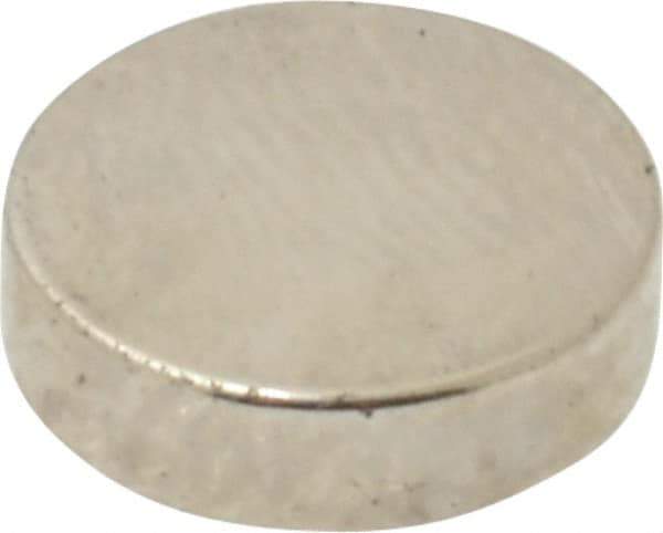 Mag-Mate - 3/8" Diam x 0.1" High Neodymium Rare Earth Magnet - 2 Lb Max Capacity, 200°F Max, Nickel Plated - USA Tool & Supply