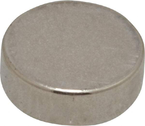 Mag-Mate - 3/8" Diam x 1/8" High Neodymium Rare Earth Magnet - 2.6 Lb Max Capacity, 200°F Max, Nickel Plated - USA Tool & Supply