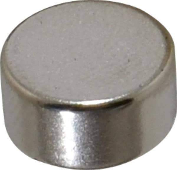 Mag-Mate - 3/8" Diam x 3/16" High Neodymium Rare Earth Magnet - 4.5 Lb Max Capacity, 200°F Max, Nickel Plated - USA Tool & Supply