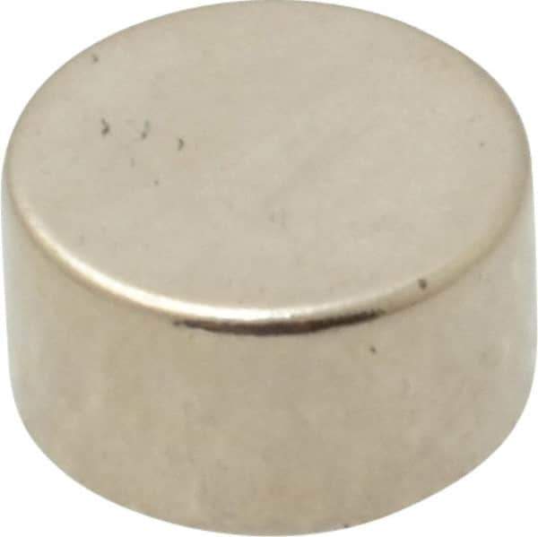 Mag-Mate - 3/8" Diam x 0.2" High Neodymium Rare Earth Magnet - 4.5 Lb Max Capacity, 200°F Max, Nickel Plated - USA Tool & Supply