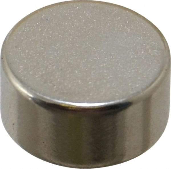 Mag-Mate - 1/2" Diam x 1/4" High Neodymium Rare Earth Magnet - 6.5 Lb Max Capacity, 200°F Max, Nickel Plated - USA Tool & Supply