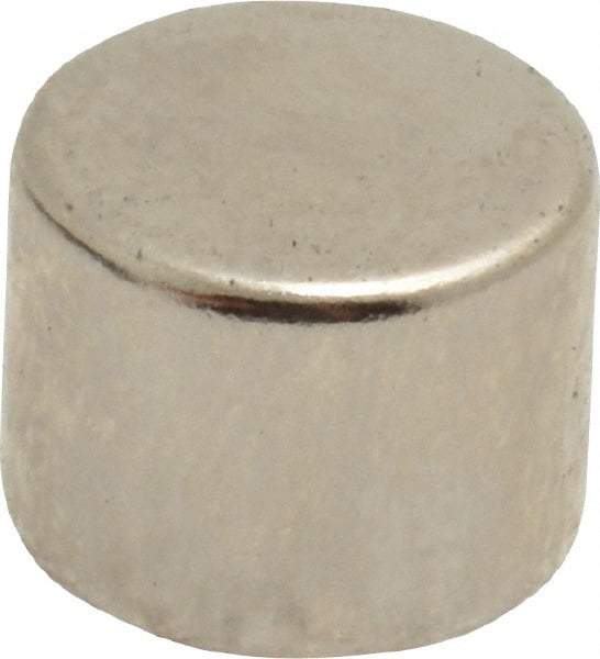 Mag-Mate - 1/2" Diam x 3/8" High Neodymium Rare Earth Magnet - 8.9 Lb Max Capacity, 200°F Max, Nickel Plated - USA Tool & Supply