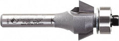 Amana Tool - 3/4" Cut Diam, 9/32" Length of Cut, 2 Flute Chamfer Edge Profile Router Bit - Carbide-Tipped, 1/4" Shank Diam, 2-3/32" OAL, Uncoated - USA Tool & Supply