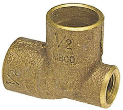 NIBCO - 1-1/4 x 1/8 x 1-1/4" Cast Copper Pipe Baseboard Tee - C x F x C, Pressure Fitting - USA Tool & Supply