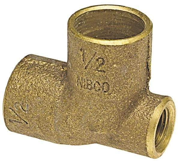 NIBCO - 1/2 x 1/8 x 3/4" Cast Copper Pipe Baseboard Tee - C x F x C, Pressure Fitting - USA Tool & Supply