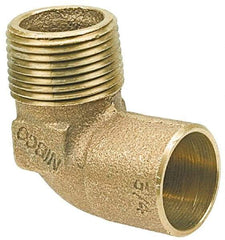 NIBCO - 3/4 x 1/2" Cast Copper Pipe 90° Elbow - C X M, Pressure Fitting - USA Tool & Supply