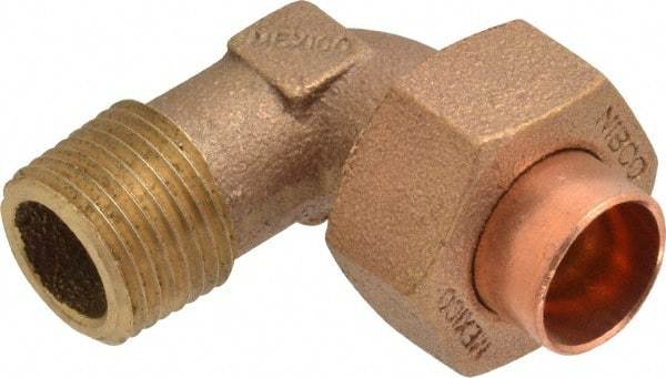 NIBCO - 1/2" Cast Copper Pipe 90° Union Elbow - C X M, Pressure Fitting - USA Tool & Supply