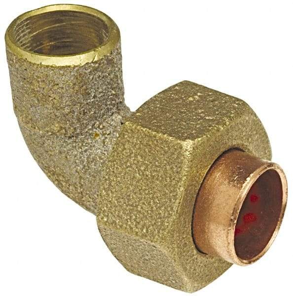 NIBCO - 3/8" Cast Copper Pipe 90° Union Elbow - C x C, Pressure Fitting - USA Tool & Supply
