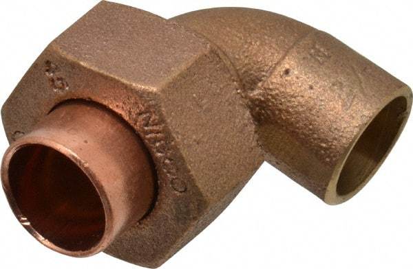 NIBCO - 1/2" Cast Copper Pipe 90° Union Elbow - C x C, Pressure Fitting - USA Tool & Supply