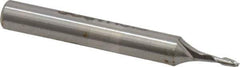 Made in USA - 0.055", 0.165" LOC, 3/16" Shank Diam, 1-1/2" OAL, 2 Flute, High Speed Steel Square End Mill - Single End, Uncoated, Centercutting - USA Tool & Supply