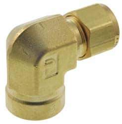 Parker - 3/4" OD, Brass Female Elbow - 1,900 Max Working psi, 1-3/8" Hex, Comp x FNPT Ends - USA Tool & Supply