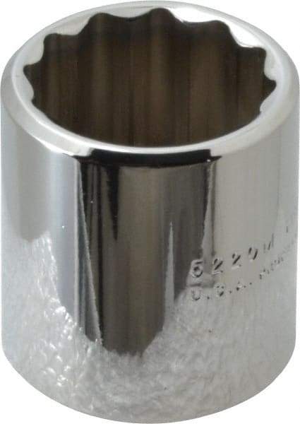 Proto - 3/8" Drive, Standard Hand Socket - 12 Points, 1-3/16" OAL, Chrome Finish - USA Tool & Supply