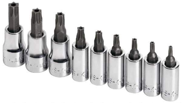 SK - 9 Piece 1/4 & 3/8" Drive Torx Bit Socket Set - T10 to T50 Torx - USA Tool & Supply