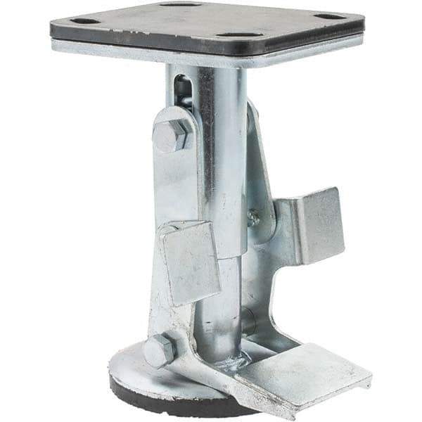 Hamilton - Floor Truck Lock for 5" Diam Caster Wheels - 5-3/4" Retracted Clearance, 4" x 4-1/2" Top Plate Size, 2-5/8" x 3-5/8" Slotted to 3" x 3" Bolt Hole Spacing - USA Tool & Supply