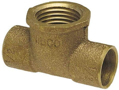NIBCO - 3/4 x 3/4 x 3/8" Cast Copper Pipe Tee - C x C x F, Pressure Fitting - USA Tool & Supply