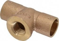 NIBCO - 1/2 x 1/2 x 1/4" Cast Copper Pipe Tee - C x C x F, Pressure Fitting - USA Tool & Supply