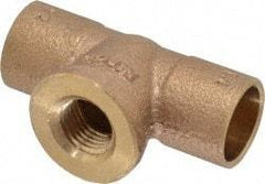 NIBCO - 1/2 x 1/2 x 1/4" Cast Copper Pipe Tee - C x C x F, Pressure Fitting - USA Tool & Supply